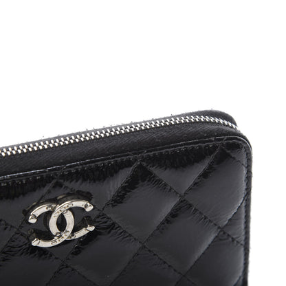 Chanel Patent Goatskin Paris Dallas Zip Around Wallet Black 9 of 11