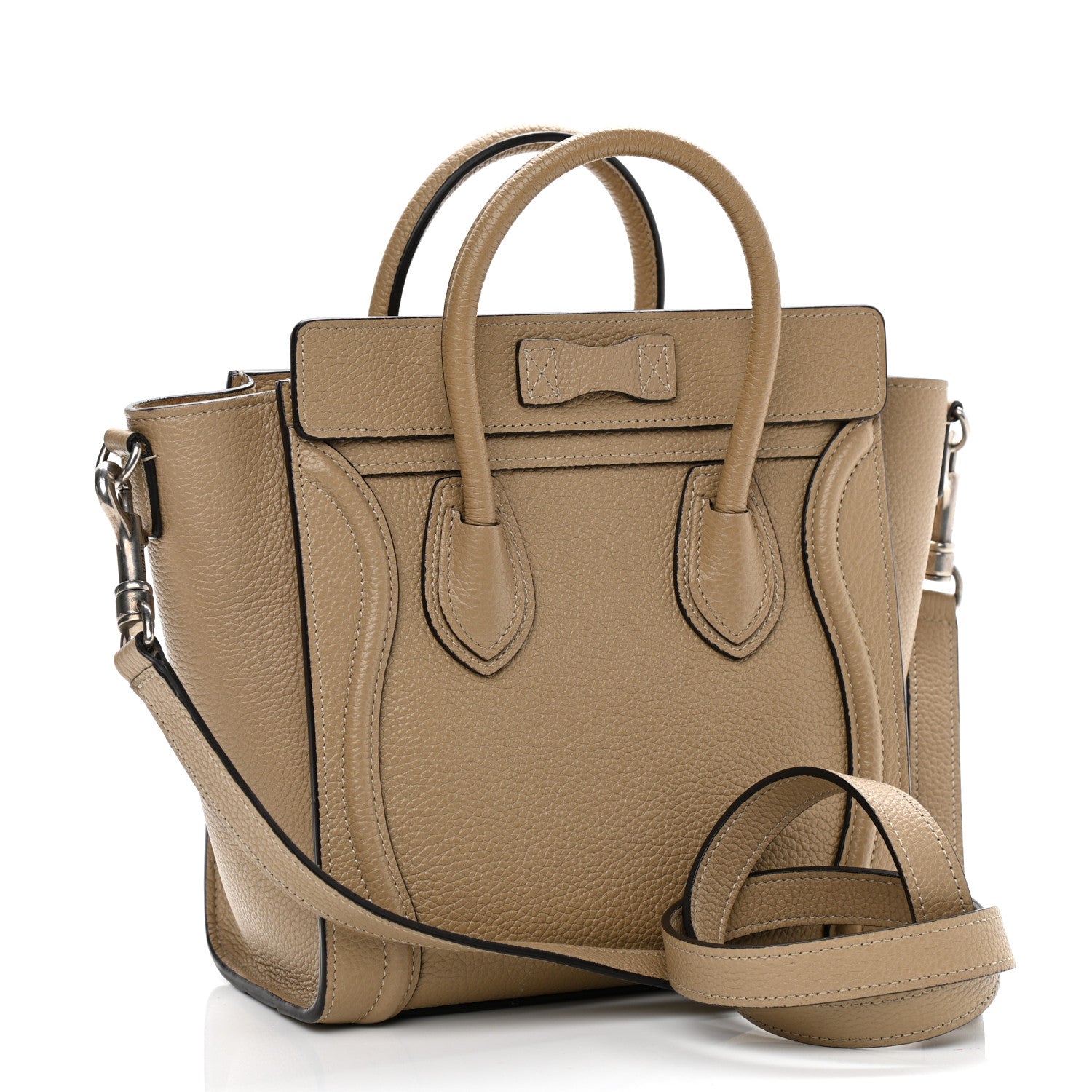 Celine Drummed Calfskin Nano Luggage Dune 3 of 10