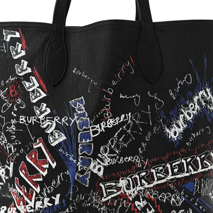 Burberry Coated Canvas Mega Check Sketchbook Medium Reversible Doodle Tote Black 12 of 27