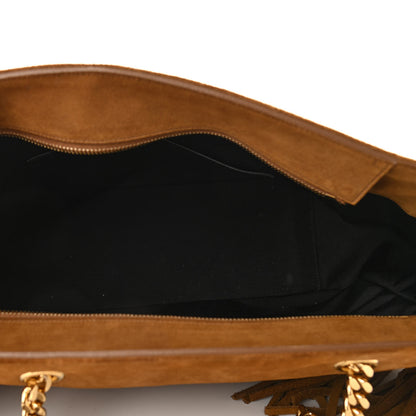 Saint Laurent Suede Fringe Monogram Shopping Tote Light Ochre 4 of 9