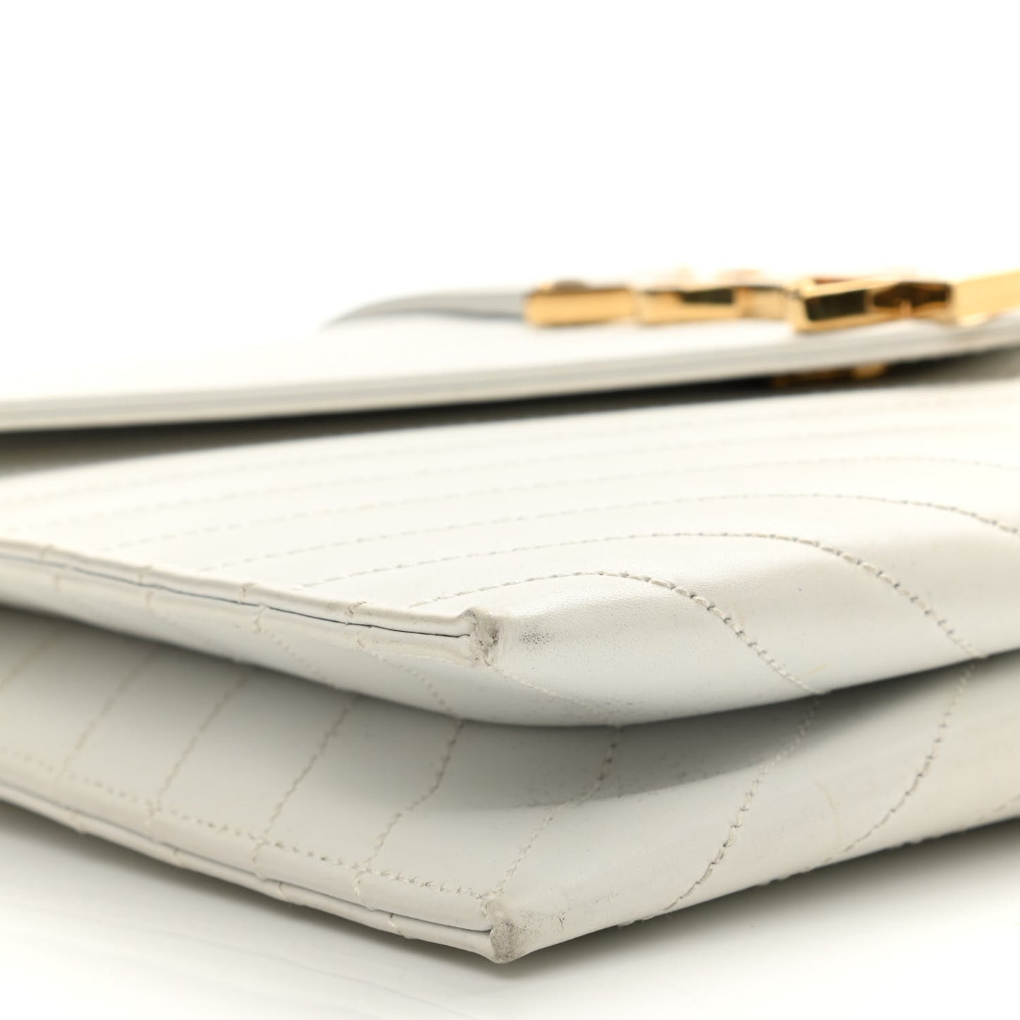 Calfskin Monogram Chevron Shoulder Bag Crema Soft