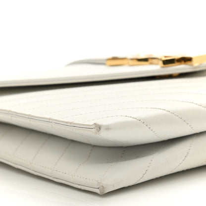 Saint Laurent Calfskin Monogram Chevron Shoulder Bag Crema Soft 9 of 17
