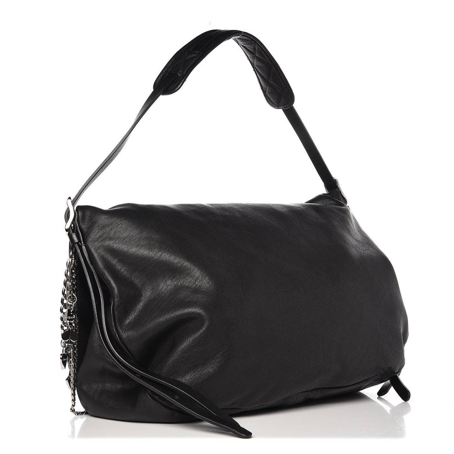 Lambskin Large Biker Hobo Black
