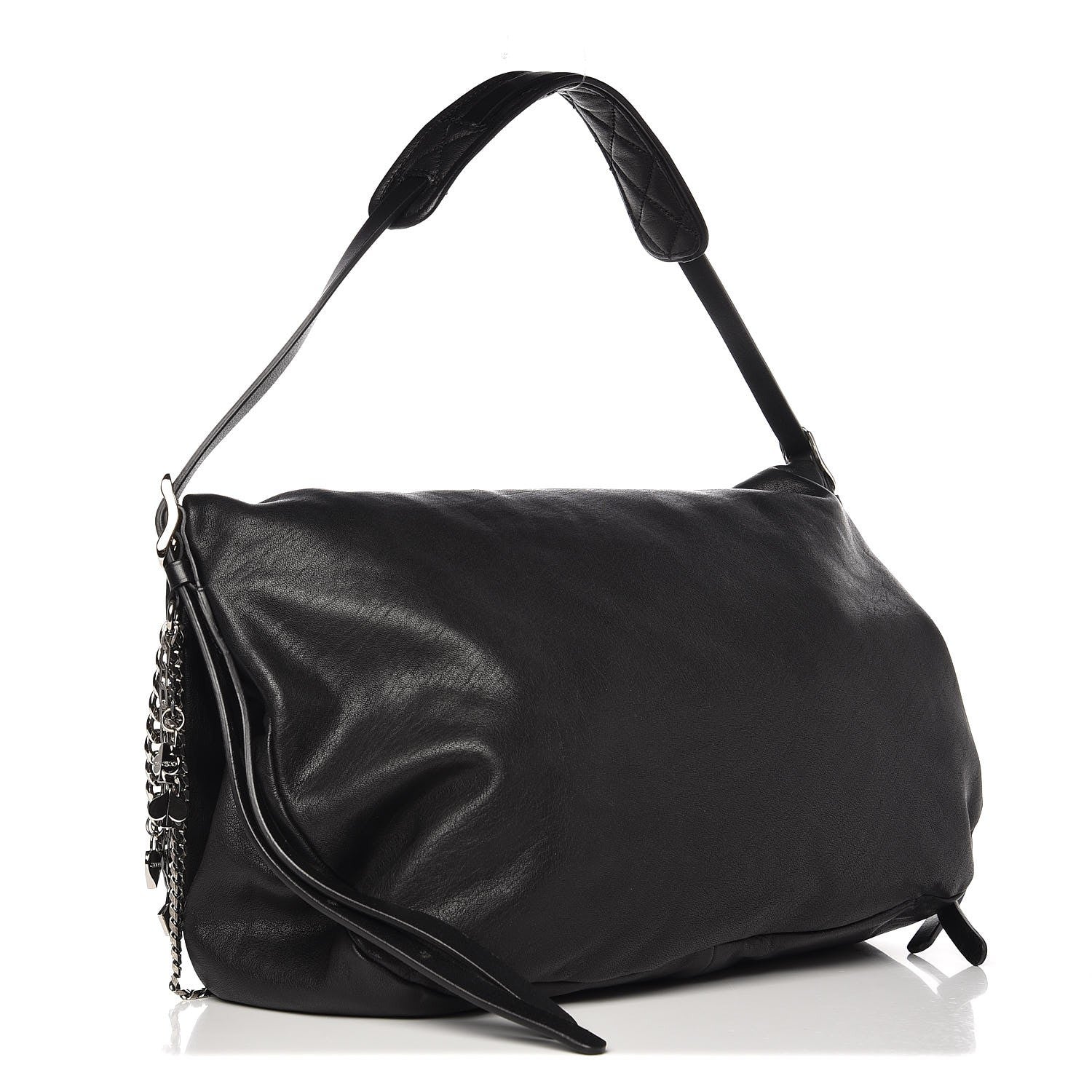 Jimmy Choo Lambskin Large Biker Hobo Black 3 of 7