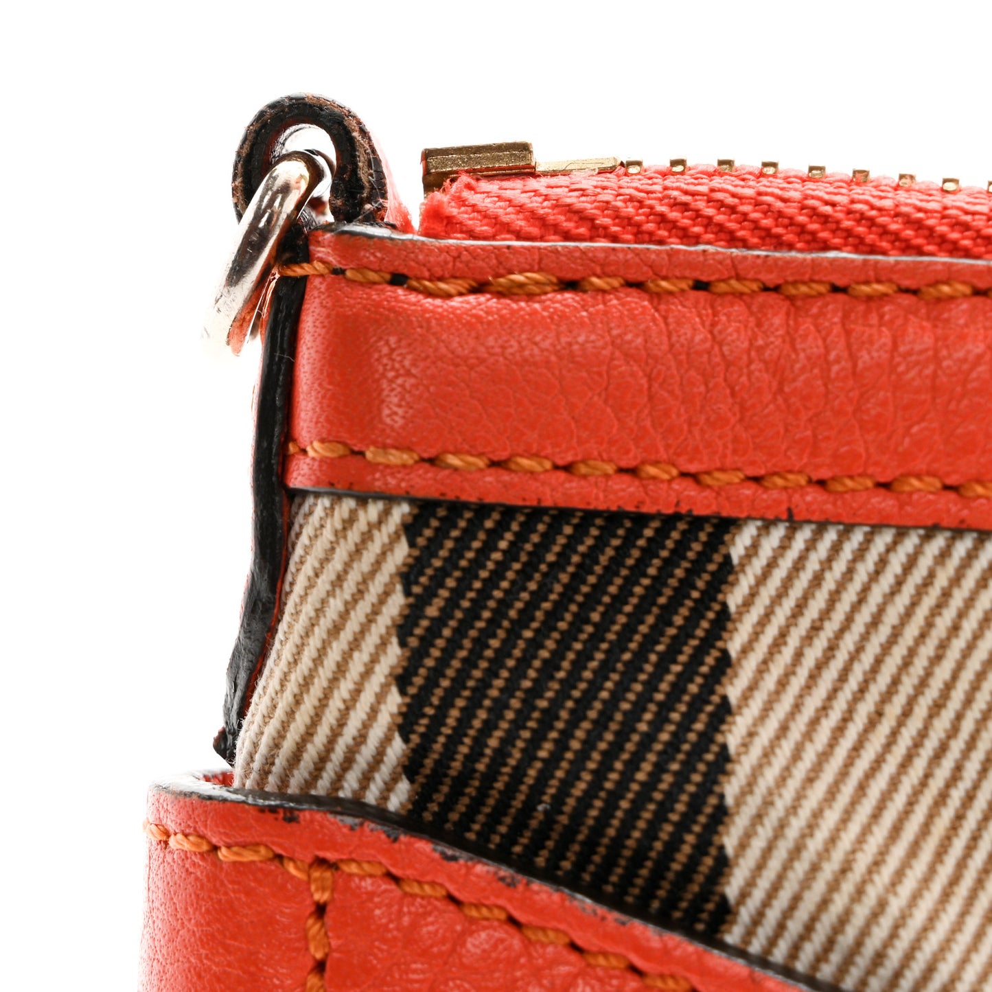 House Check Bridle Calfskin Peyton Crossbody Orange