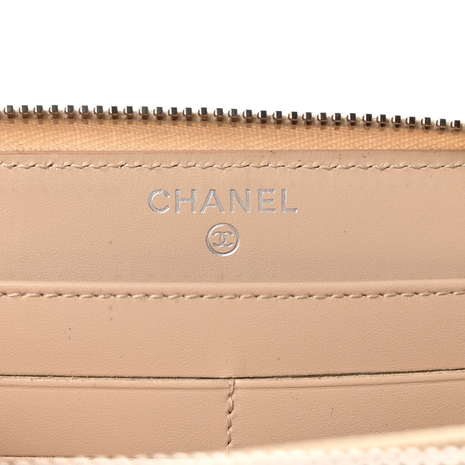 Chanel Iridescent Caviar Quilted Large Gusset Zip Around Wallet Beige 6 of 11