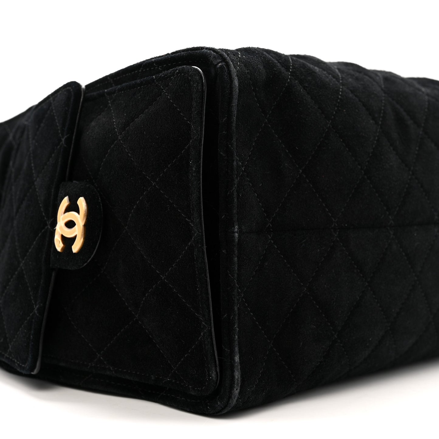 Suede Quilted Medium Chanel 25 Handbag Black