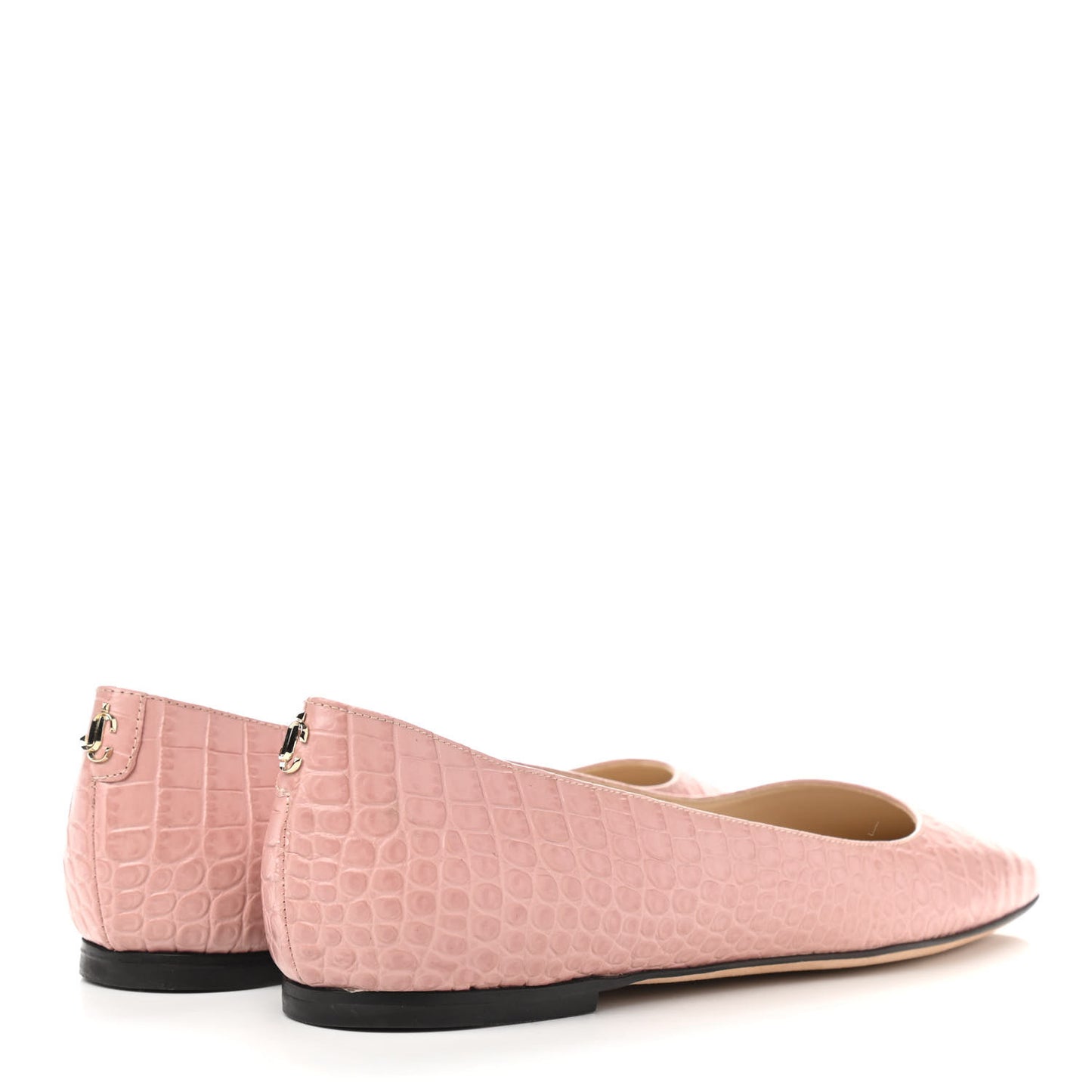 Crocodile Embossed Calfskin Mirele Ballet Flat 38 Blush