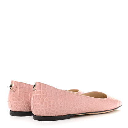Jimmy Choo Crocodile Embossed Calfskin Mirele Ballet Flat 38 Blush 4 of 10