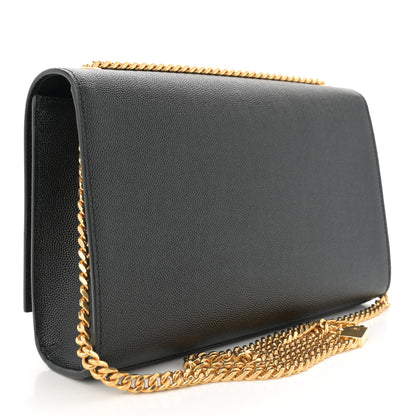 Saint Laurent Grain De Poudre Medium Classic Monogram Kate Satchel Black 3 of 12