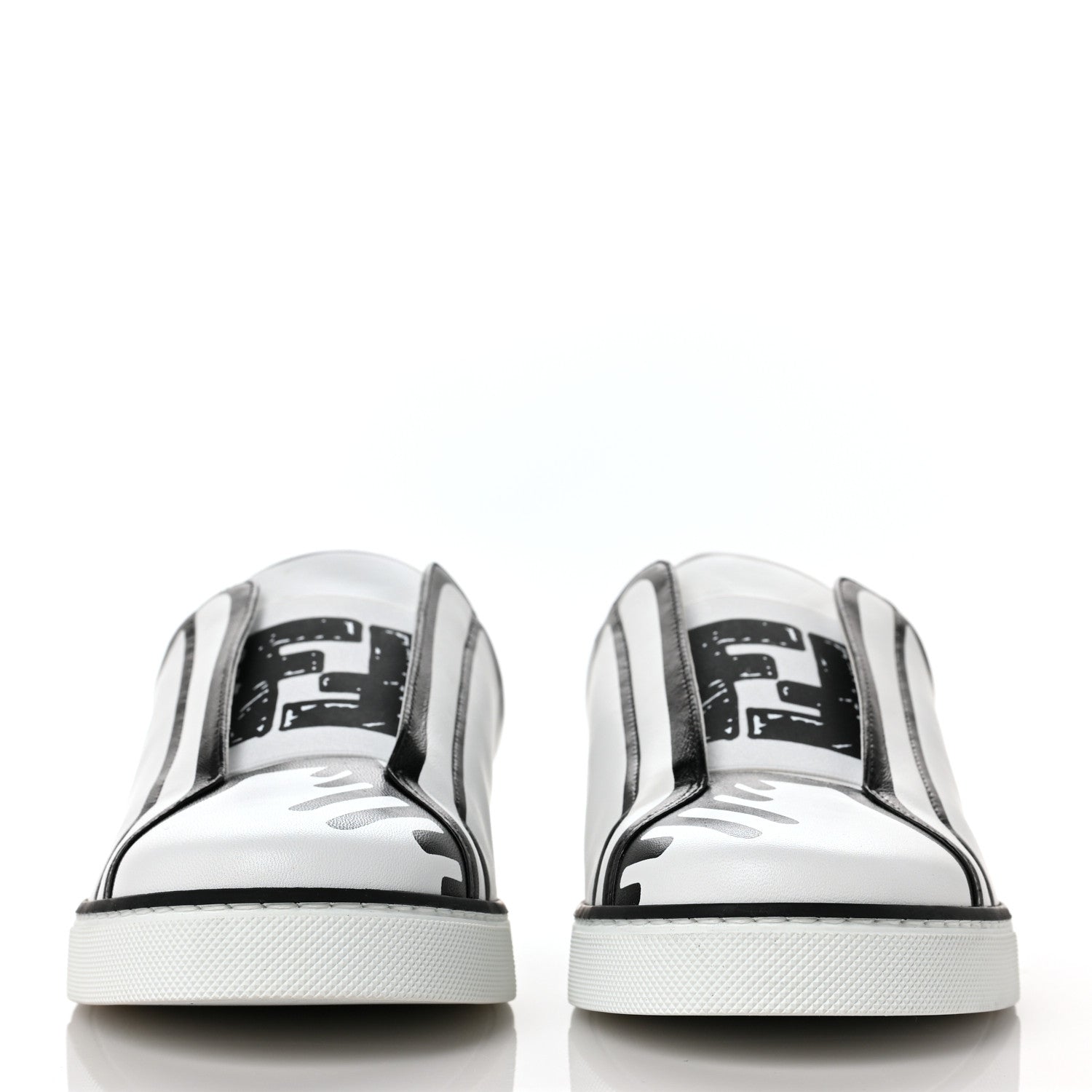 Fendi X JOSHUA VIDES Nappa Rockoclick Slip On Sneakers 38.5 Snow White Black 2 of 9