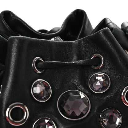 Miu Miu Nappa Jeweled Grommet Starlight Bucket Bag Black 15 of 15