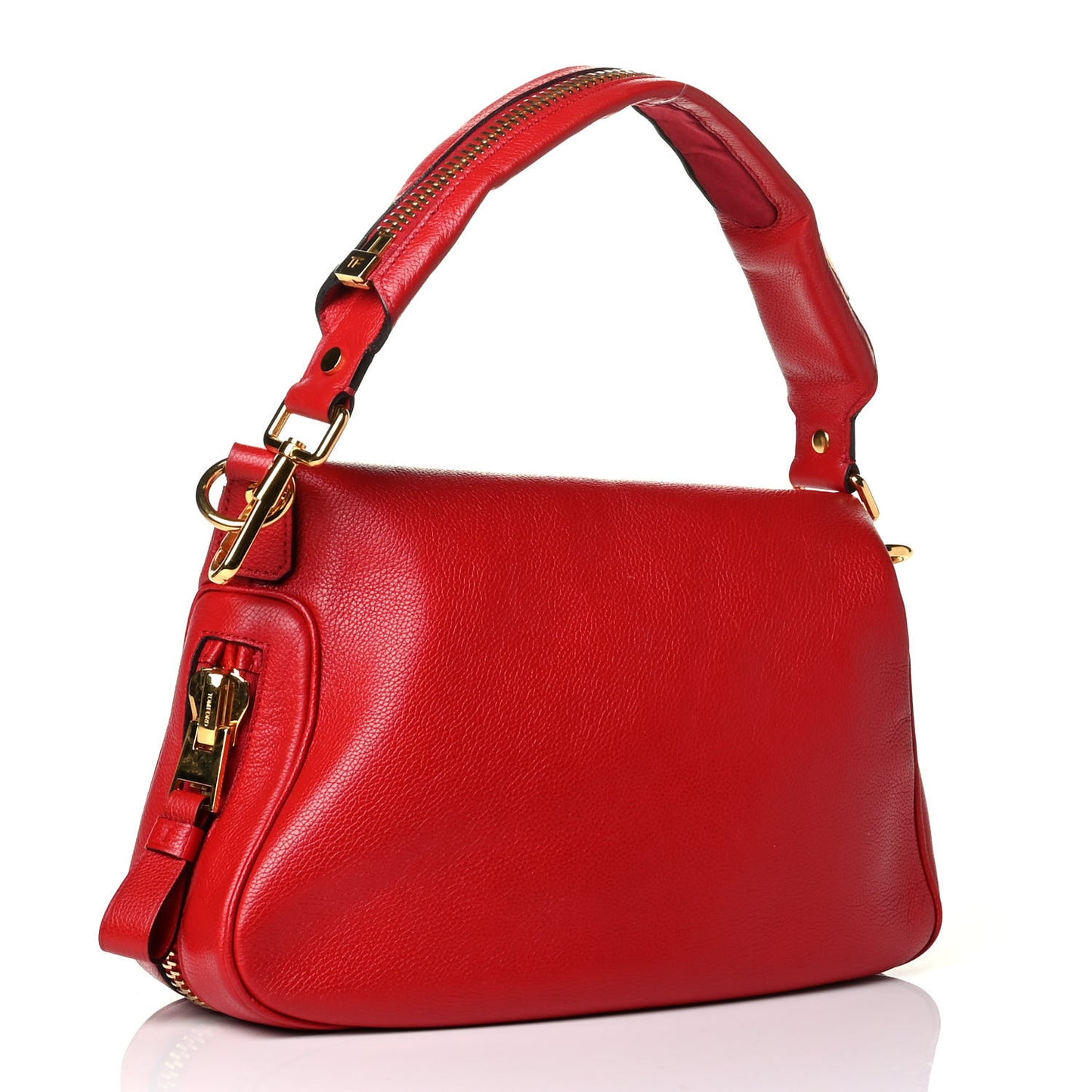 Pebbled Calfskin Medium Jennifer Flame Red