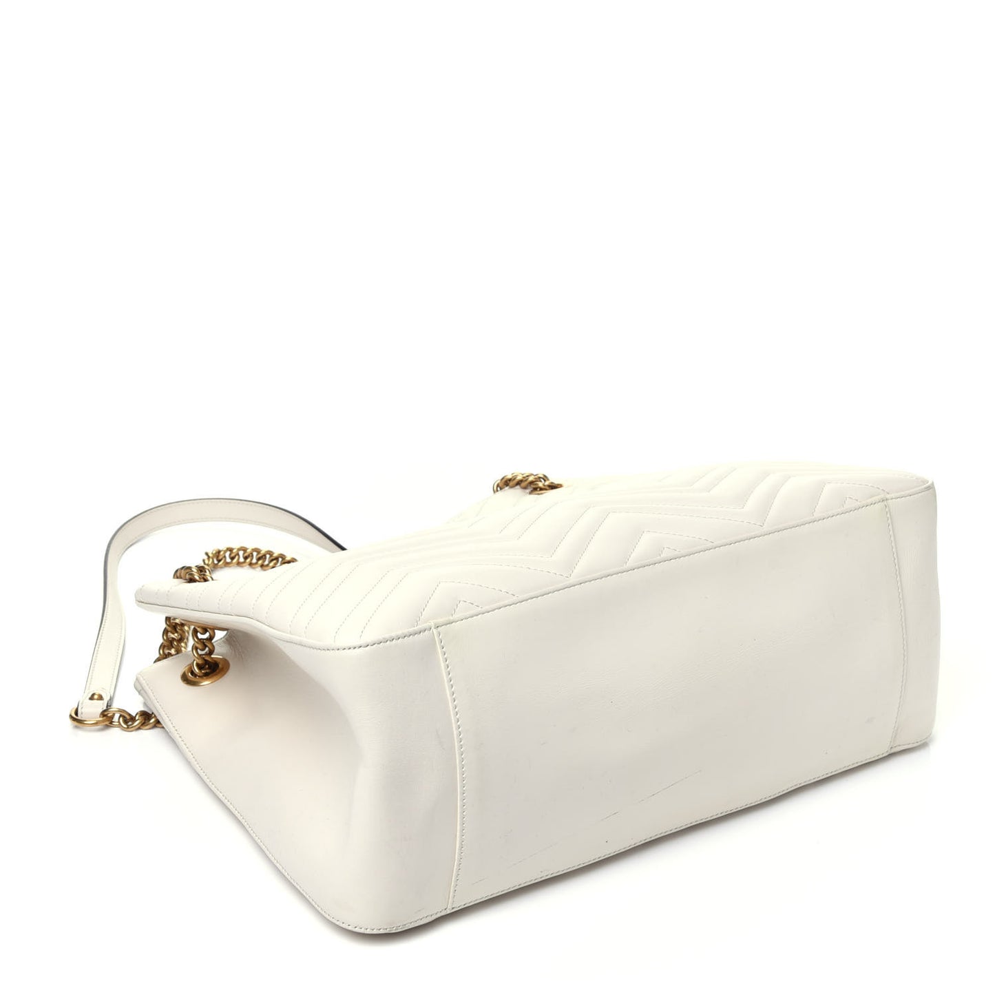 Calfskin Matelasse Medium GG Marmont Shoulder Tote Bag White