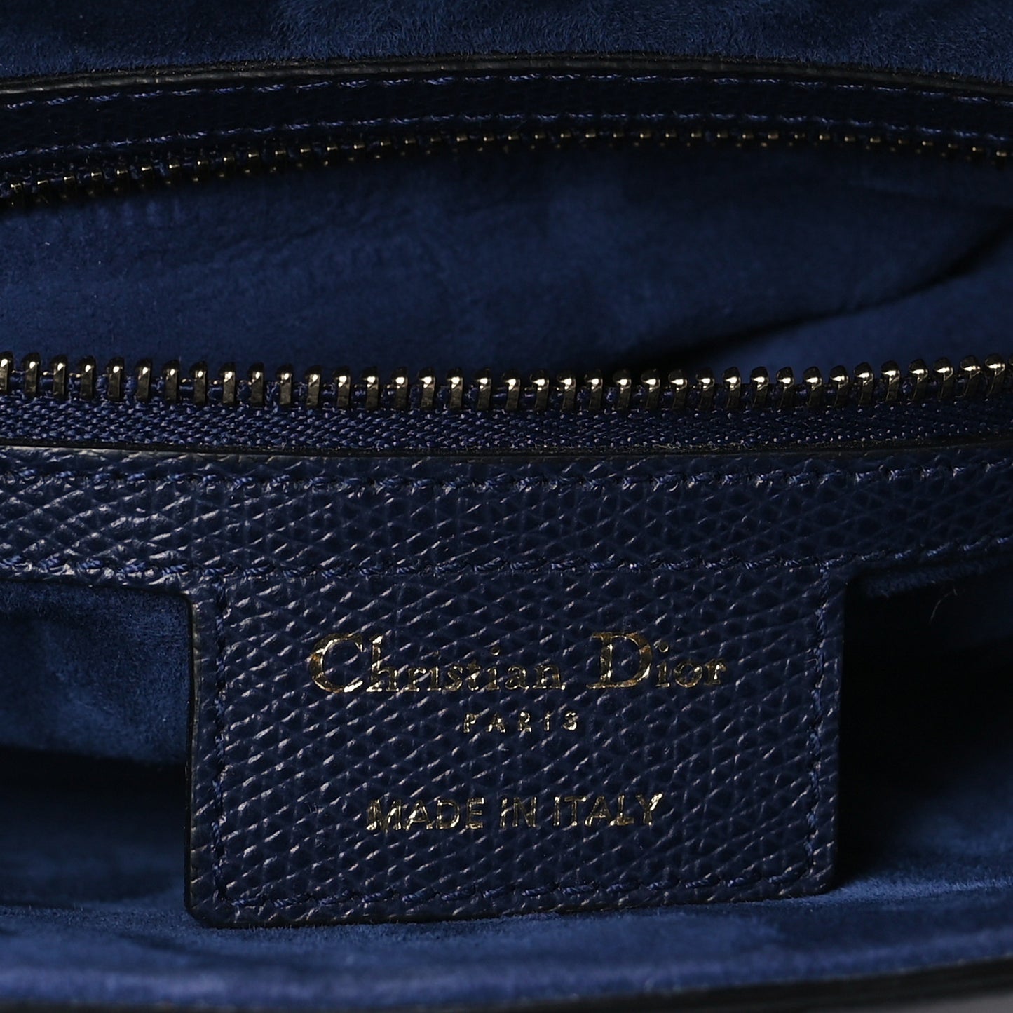 CHRISTIAN DIOR Grained Calfskin Saddle Bag Indigo Blue