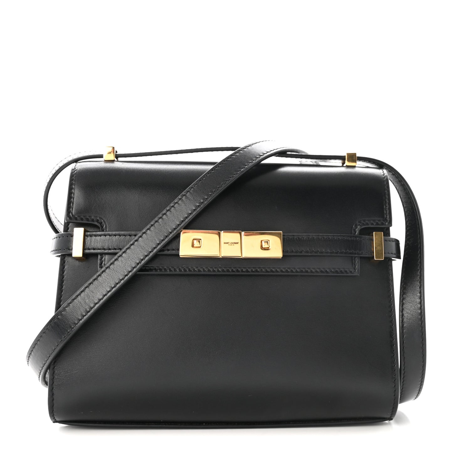 Smooth Calfskin Mini Manhattan Shoulder Bag Black