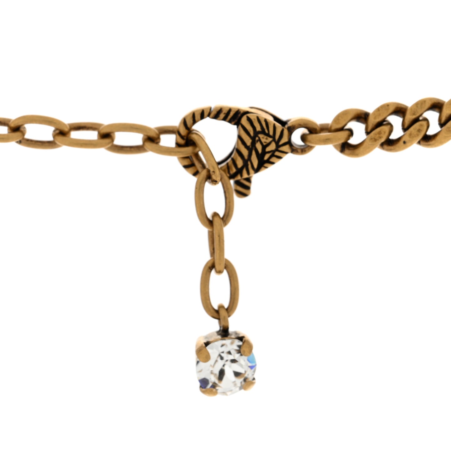 Metal Crystal Double G Necklace Aged Gold