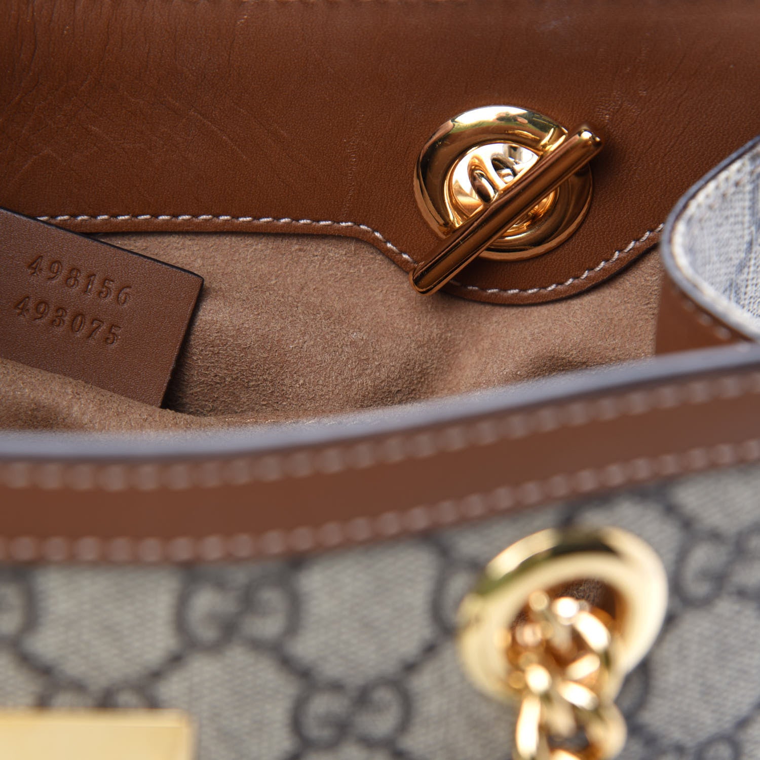 Gucci GG Supreme Monogram Calfskin Small Padlock Tote Beige Ebony Tuscany 9 of 10