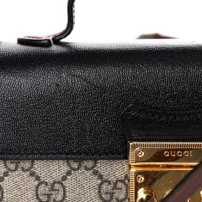Gucci GG Supreme Monogram Calfskin Mini Padlock Top Handle Shoulder Bag Beige Black Cuir 14 of 16