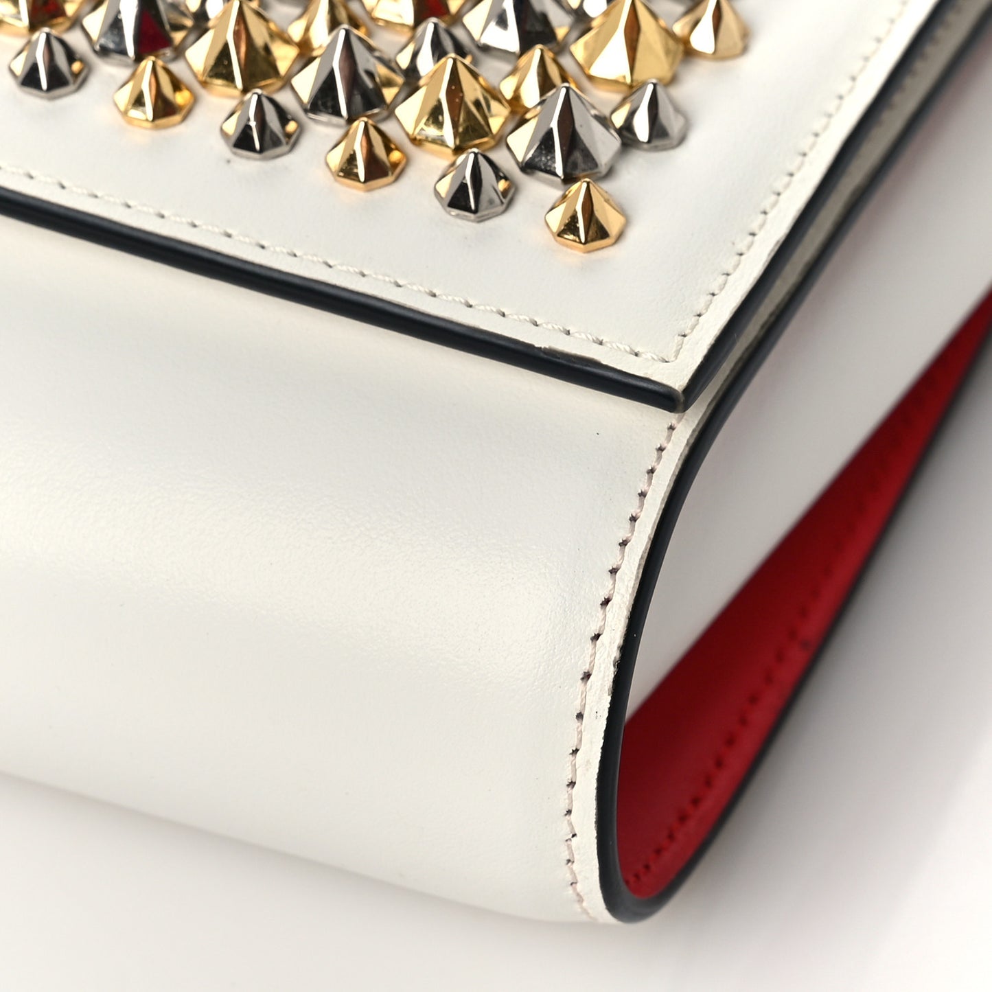 Calfskin Spikes Paloma Clutch Snow
