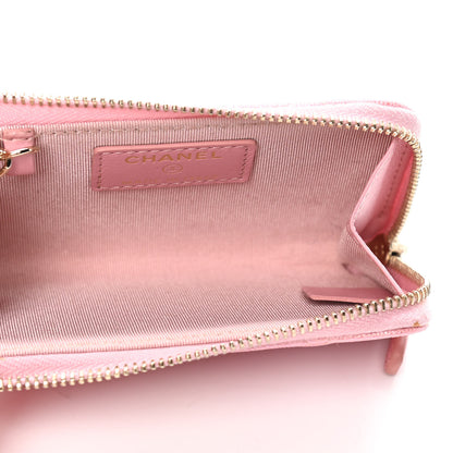 Chanel Iridescent Caviar Quilted Zipped Key Holder Case Rose Pink 4 of 4