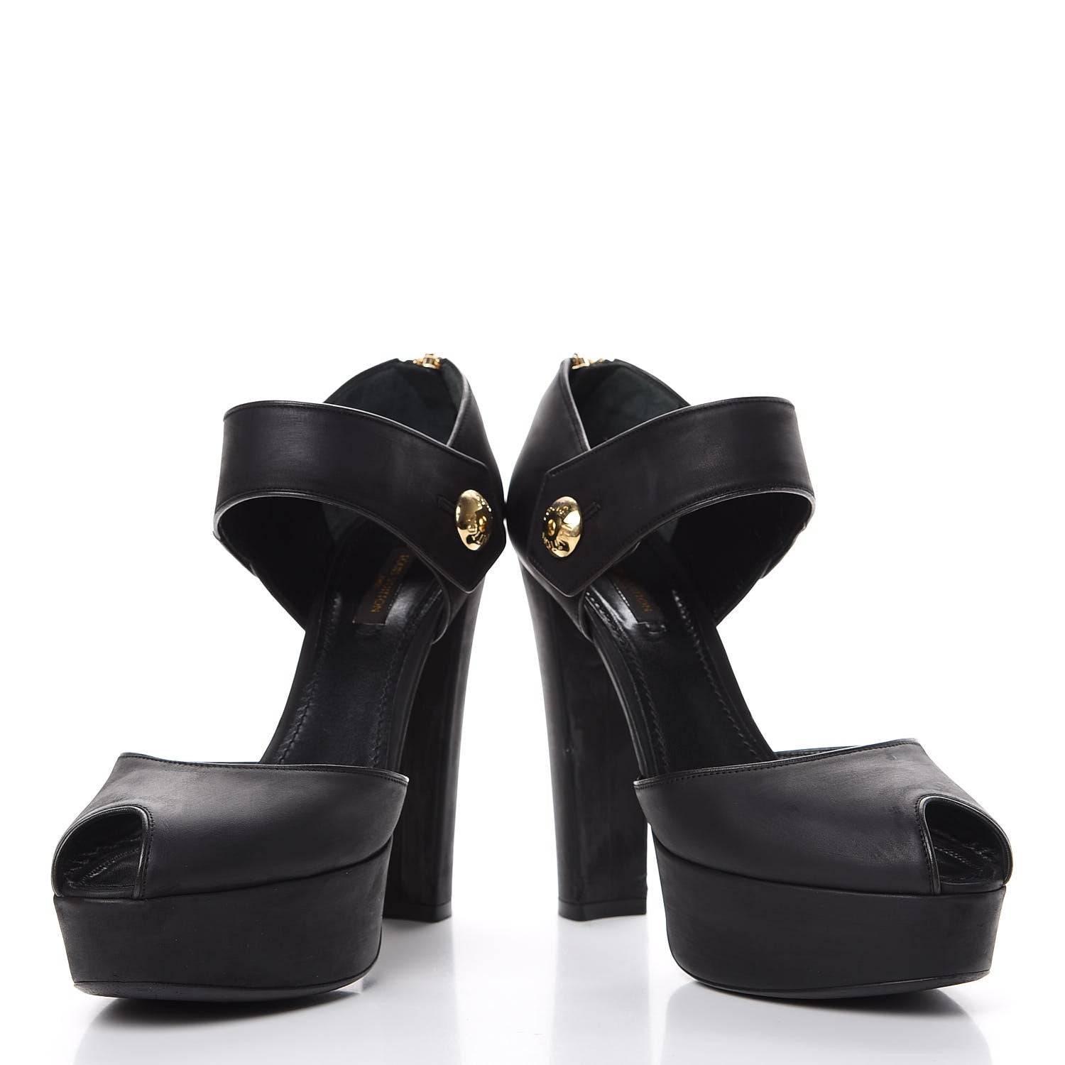 Louis Vuitton Suede Peep Toe Mary Jane Pumps 39 Black 6 of 16