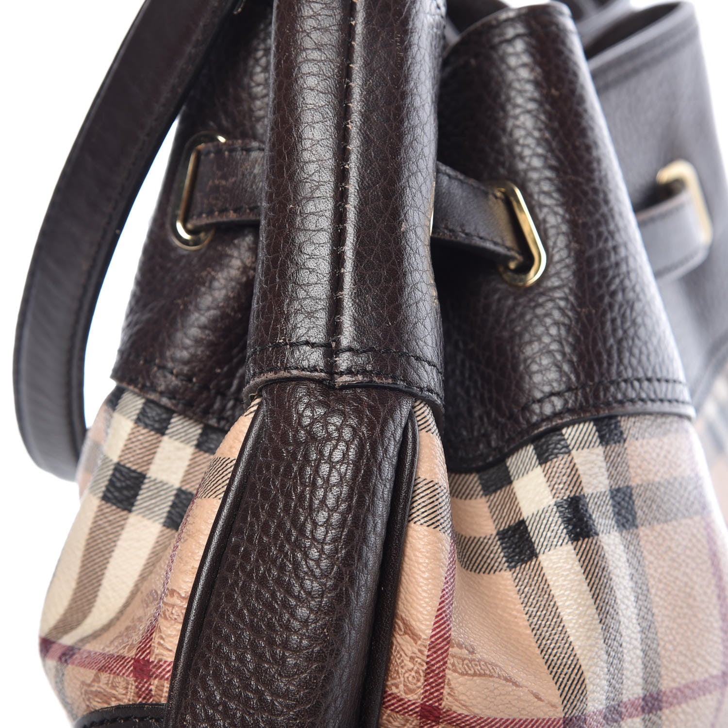 Burberry Grained Calfskin Haymarket Check Hobo Dark Brown 19 of 19