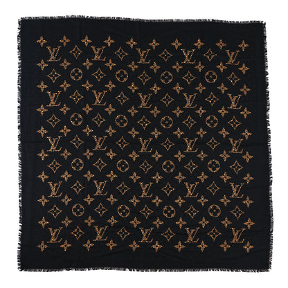 Louis Vuitton Wool Silk Monogram Giant Jungle Shawl Black 1 of 4