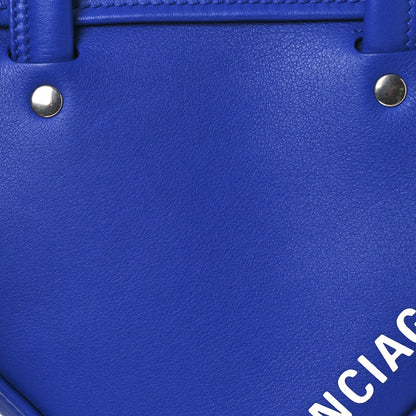 Balenciaga Shiny Day Calfskin Logo XS Triangle Chain Duffle Bleu Roi White 8 of 12
