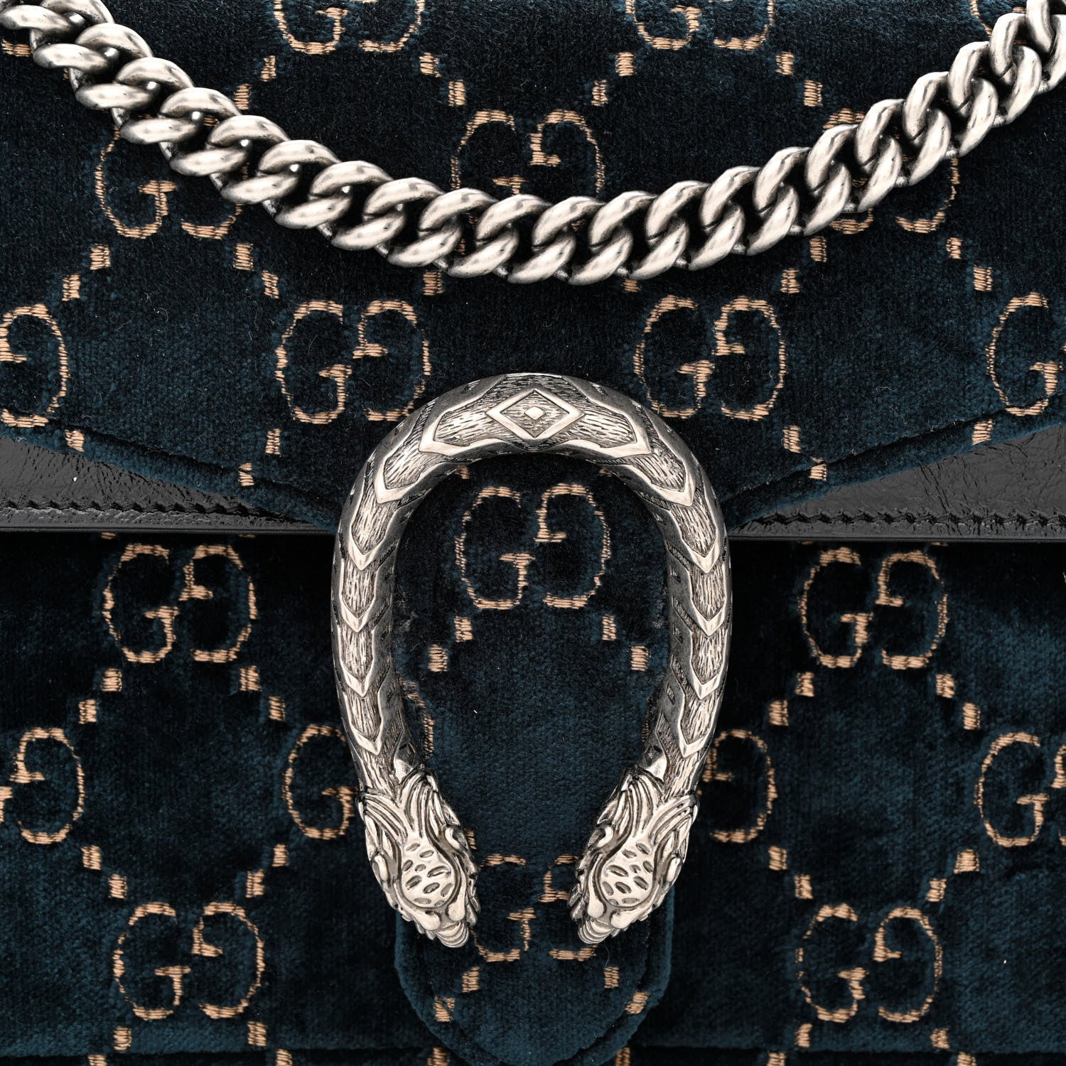 Gucci Velvet Skipper GG Monogram Small Dionysus Shoulder Bag Blue Beige Black 9 of 13