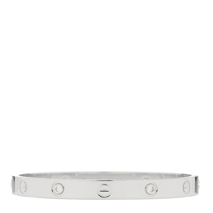 Cartier 18K White Gold 4 Diamond LOVE Bracelet 17 1 of 9