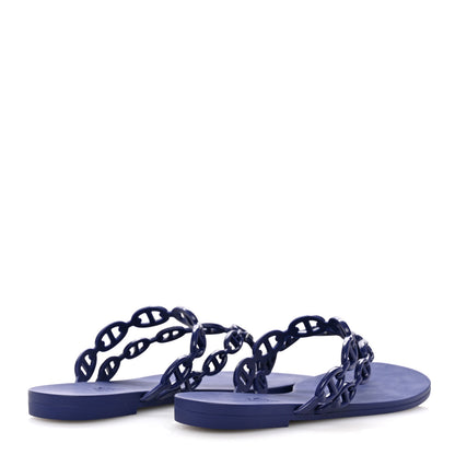 Hermes Rubber Chaine d'Ancre Island Sandals 38 Bleu Smalt 5 of 11