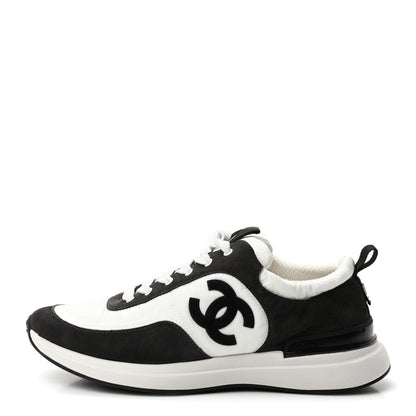 Chanel Nylon Suede Calfskin CC Sneakers 39 White Dark Grey 1 of 8