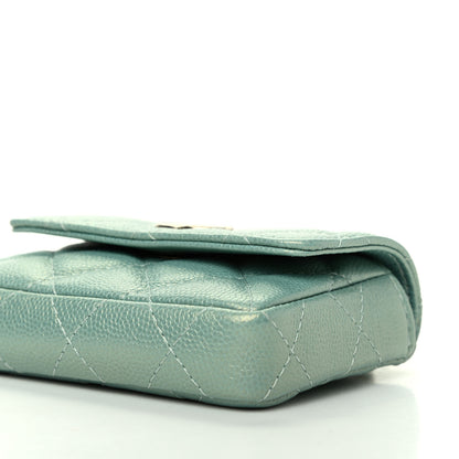 Chanel Iridescent Caviar Quilted Pearl On Top Coin Purse With Chain Light Green 11 of 13