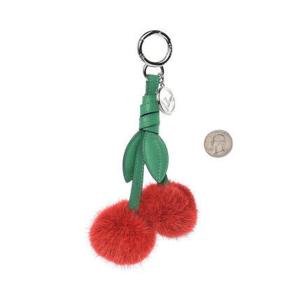Fendi Mink Fur Vitello Dolce F is Fendi Cherry Bag Charm Strawberry Verde Band 2 of 3