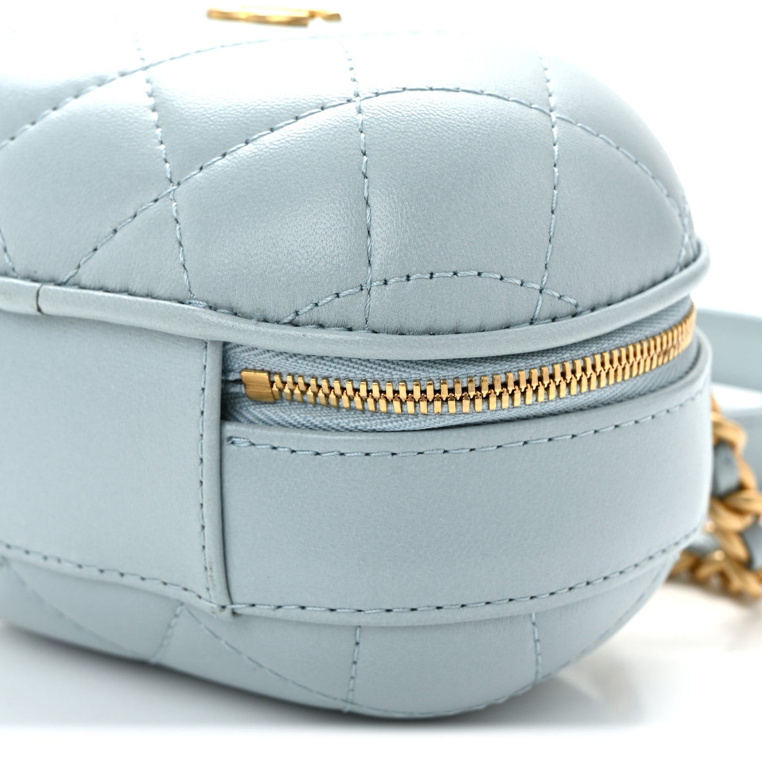Chanel Lambskin Quilted CC Bubble Vanity Case With Chain Light Blue 10 of 10
