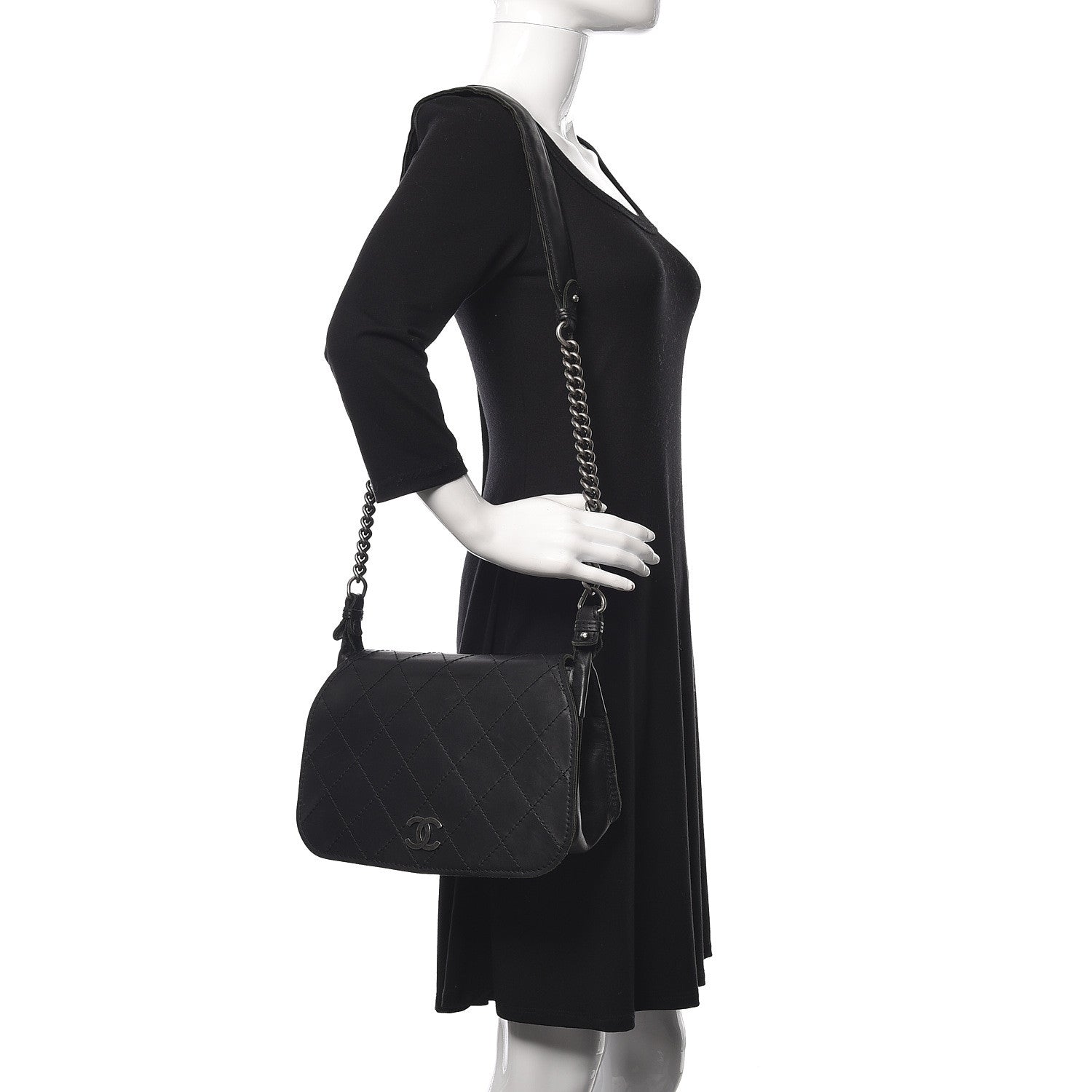 Chanel Calfskin Stitched Small Highlander Messenger Black 2 of 15