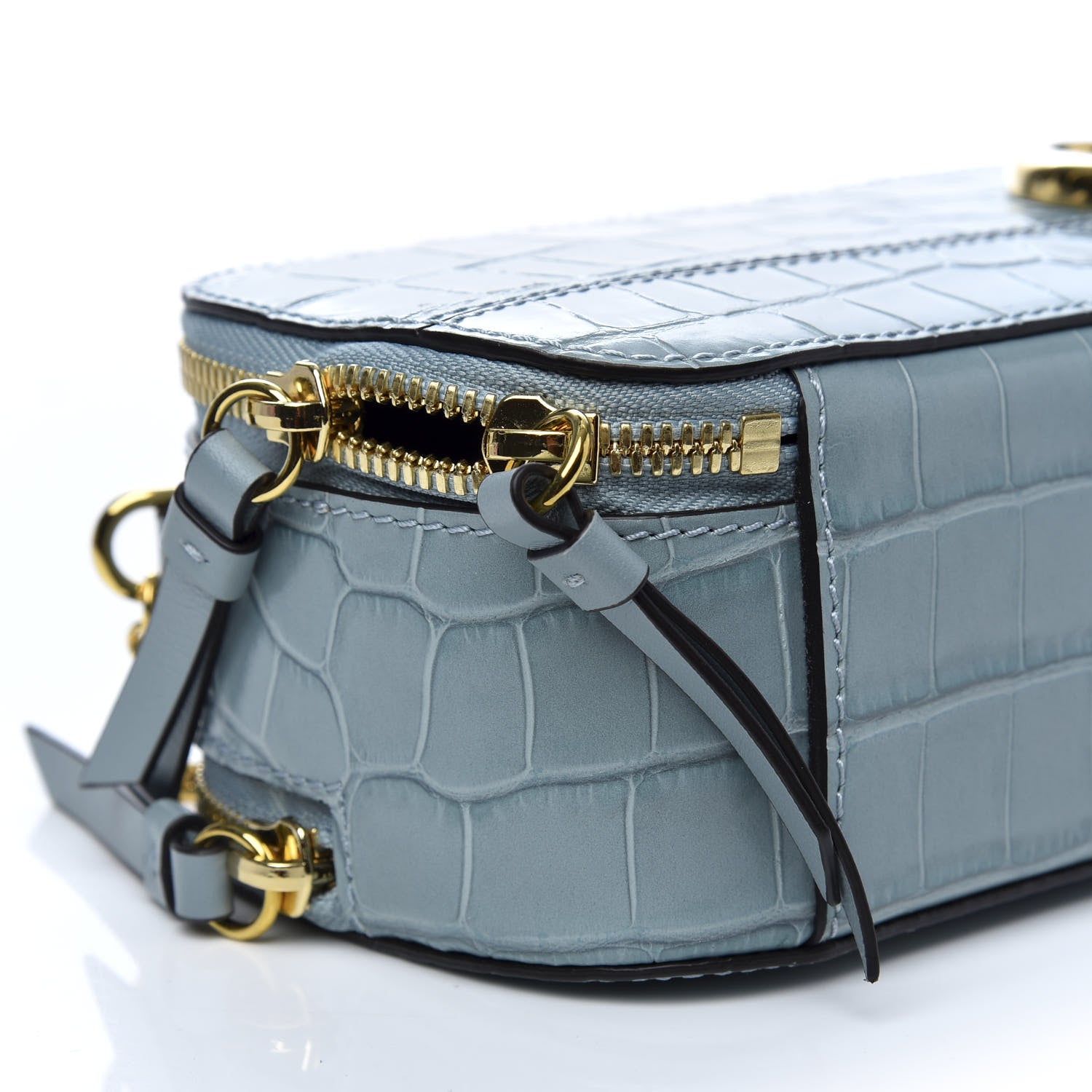 Chloe Calfskin Crocodile Embossed Mini C Vanity Bag Faded Blue 7 of 9