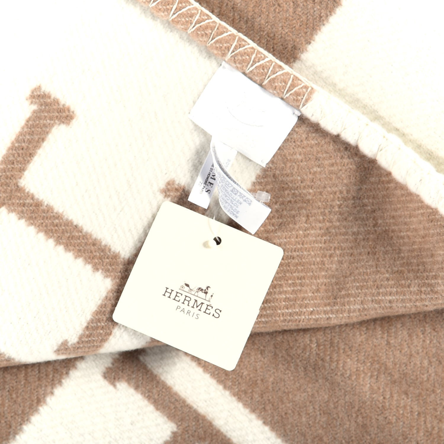 Hermes Wool Cashmere Avalon Blanket Ecru Camel 6 of 6