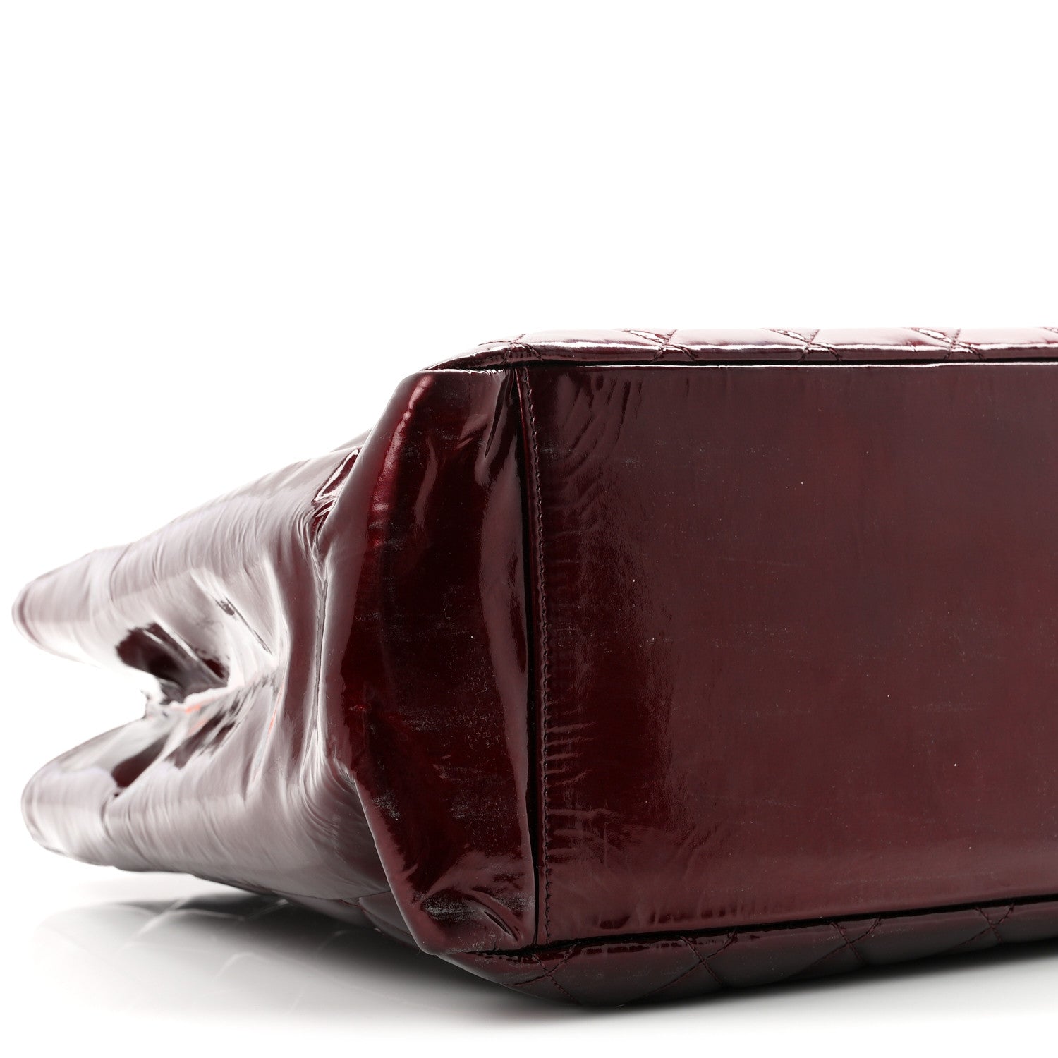 Chanel Patent Quilted Grand Shopping Tote GST Dark Bordeaux 9 of 10