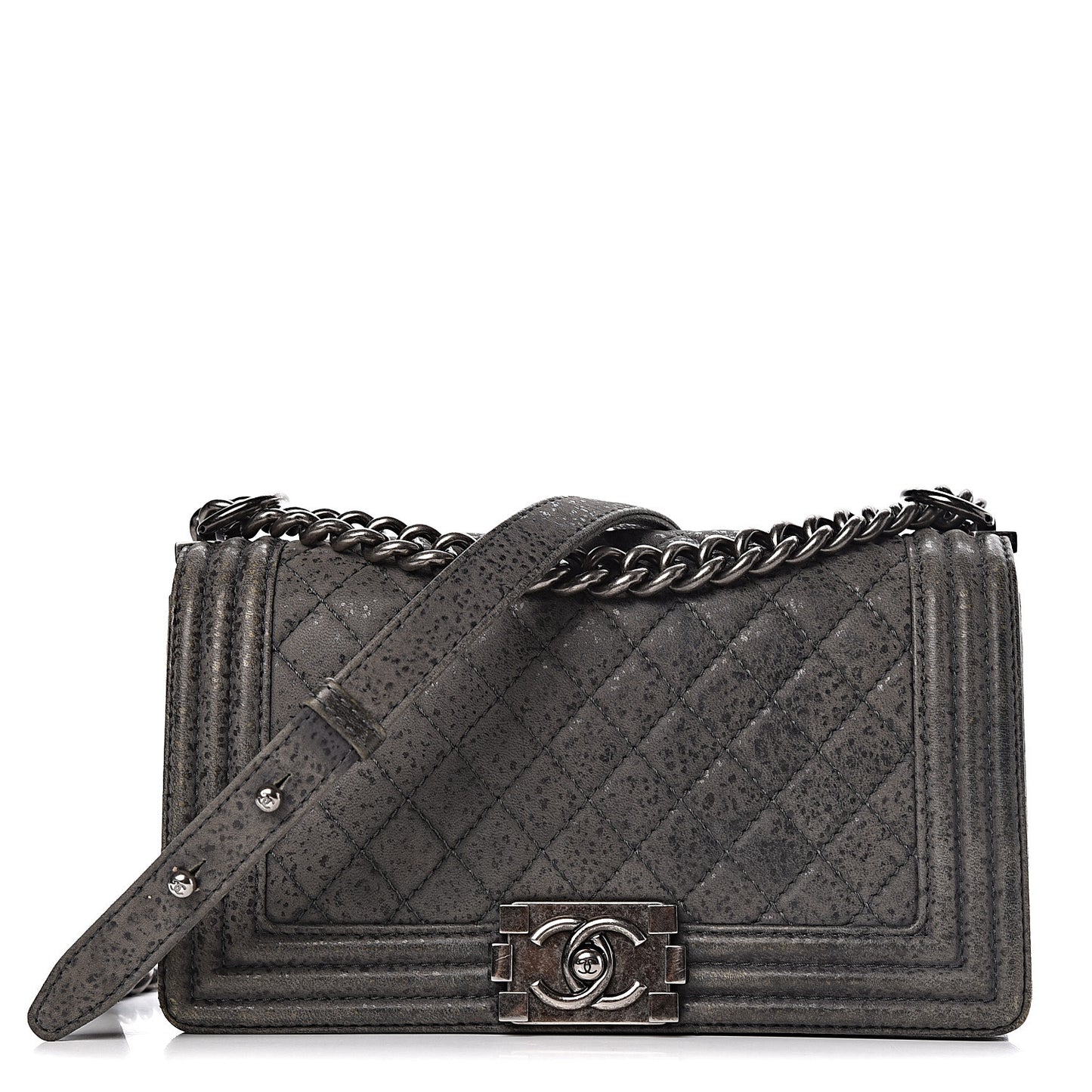 Iridescent Calfskin Quilted Medium Boy Flap Green