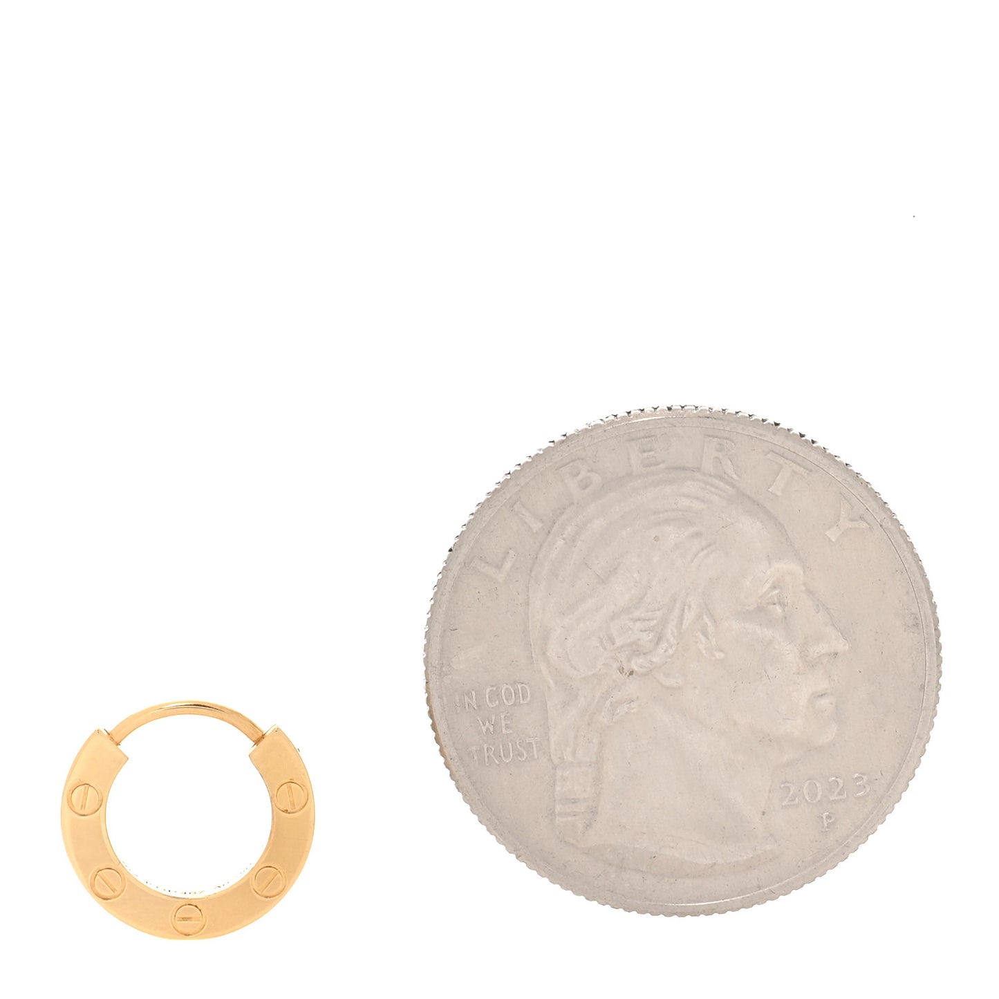 18K Yellow Gold Single LOVE Hoop Earring
