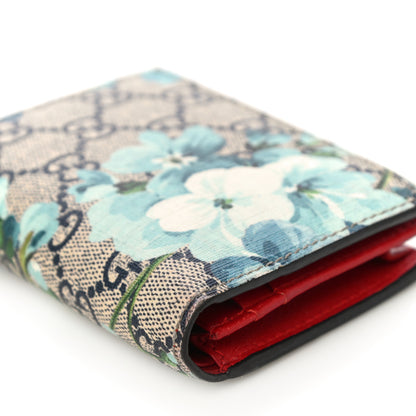 Gucci GG Supreme Monogram Blooms Card Case Beige Blue Navy Hibiscus Red 12 of 14