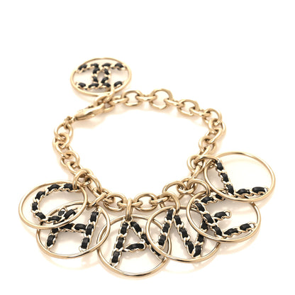 Chanel Lambskin Chain CC Logo Bracelet Gold Black 1 of 4