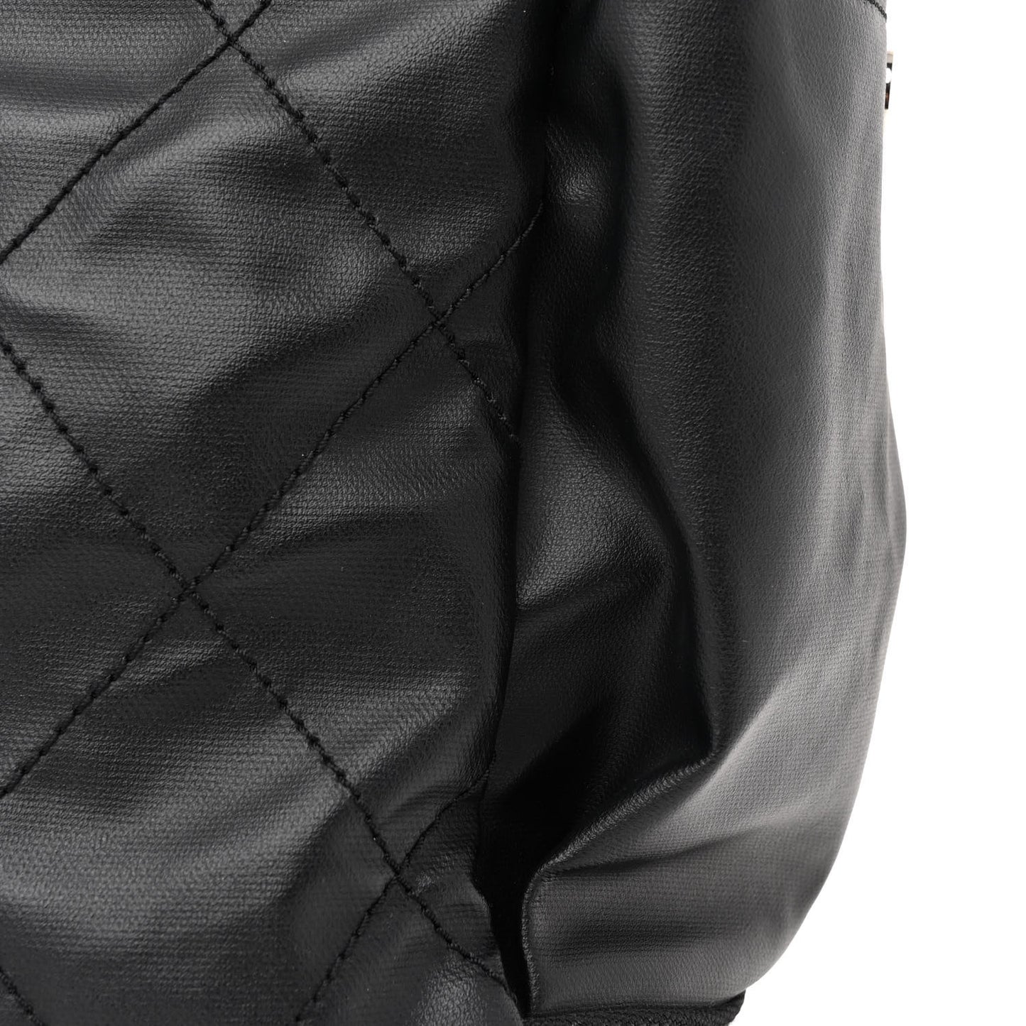 Coated Canvas Quilted Large Paris Biarritz Tote Black