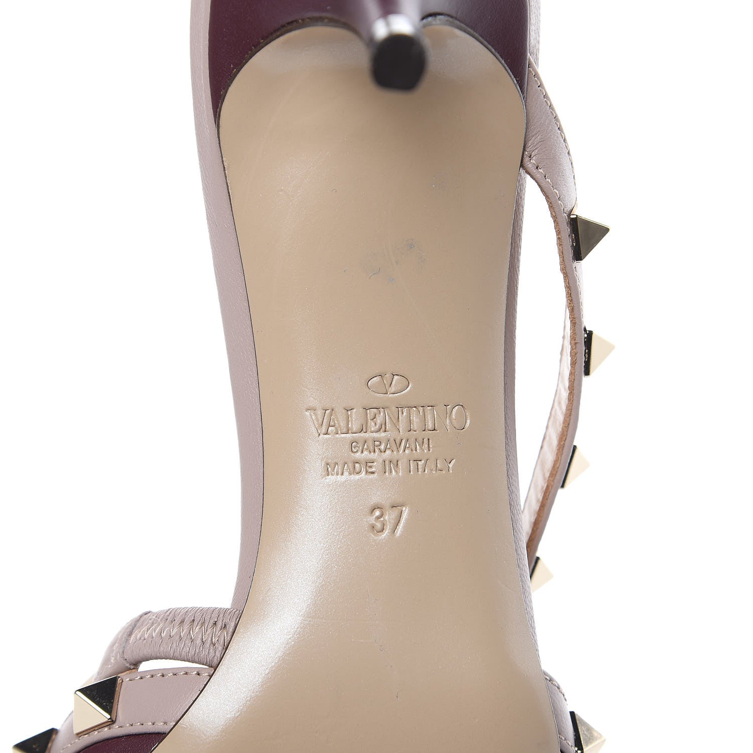 Valentino Garavani Calfskin Nappa Rockstud Cross Strap 50mm Mules 37 Rubin Poudre 7 of 10