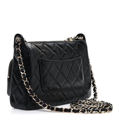 Chanel Shiny Crumpled Lambskin Quilted Small Preppy Pocket Clutch With Chain Black 3 of 11
