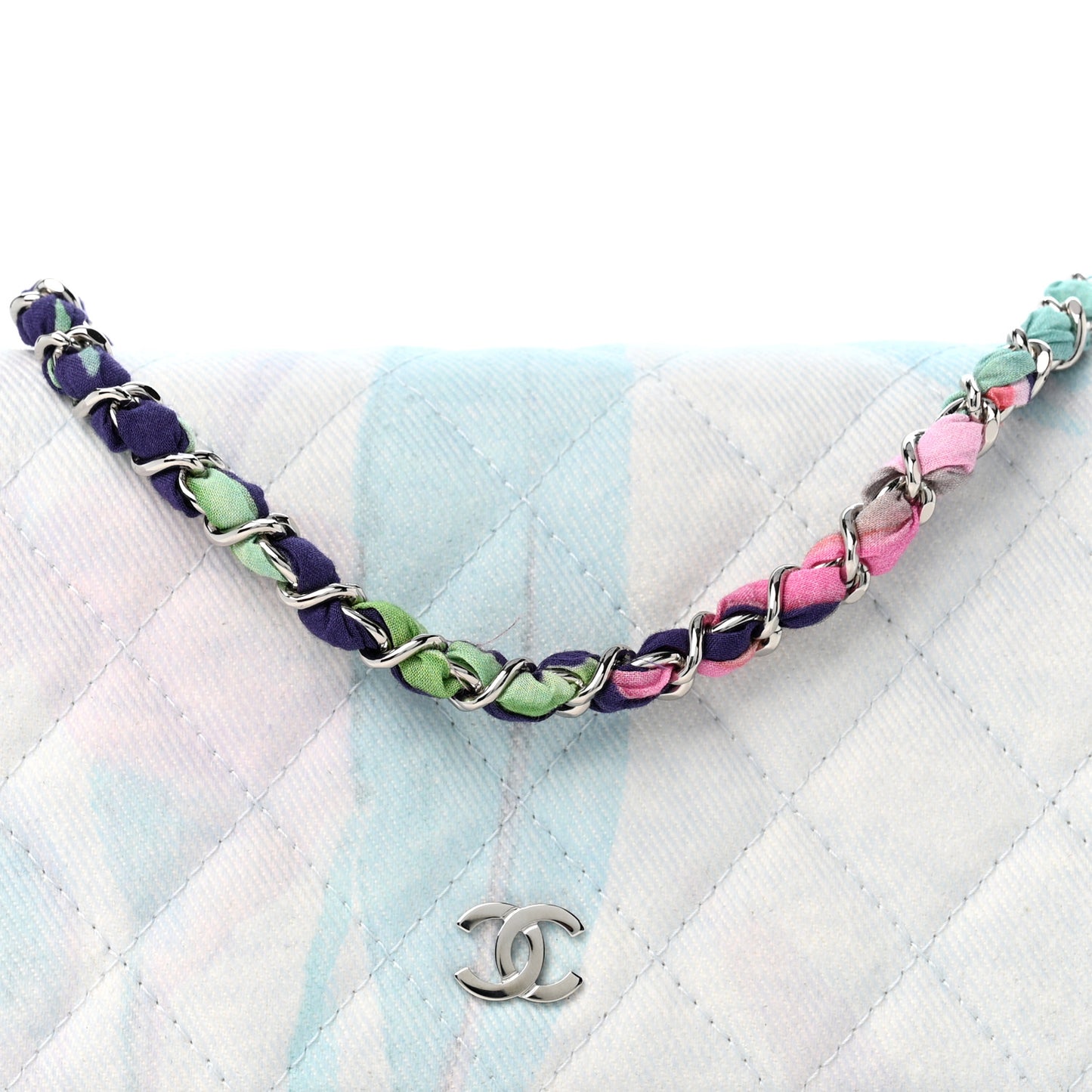 Canvas Quilted Jungle Jeans Wallet on Chain WOC Multicolor