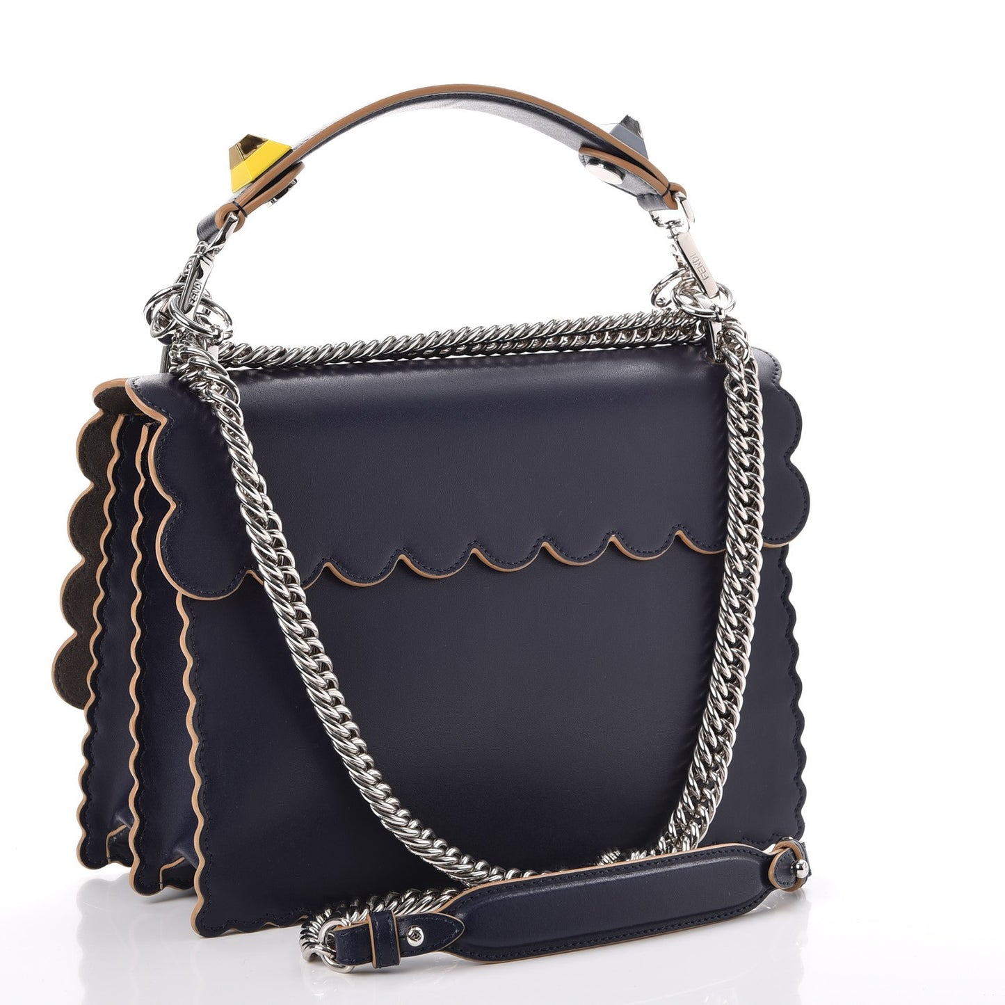 Vitello Liberty Scalloped Studded Kan I Shoulder Bag Blueberry