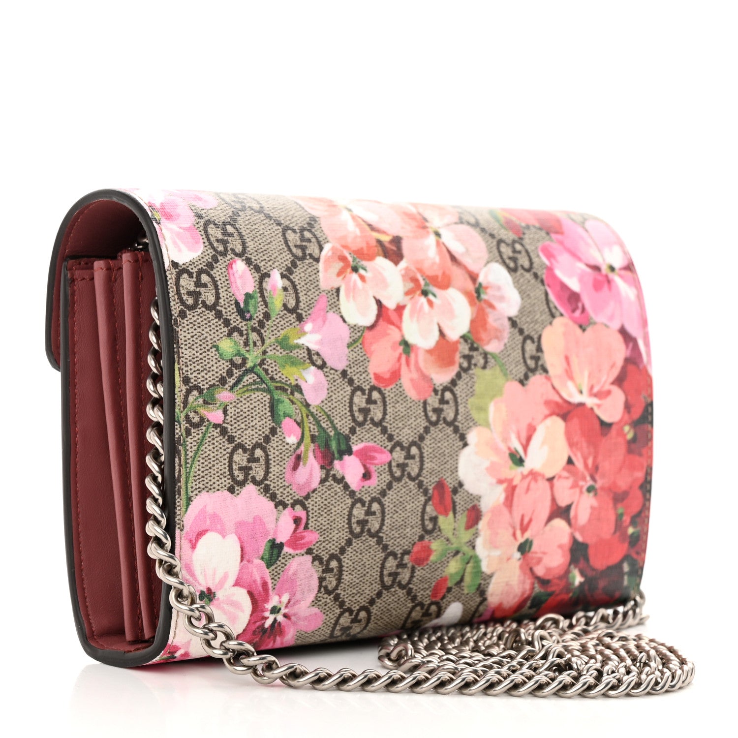 Gucci GG Supreme Monogram Blooms Mini Dionysus Chain Wallet Beige Multicolor Dry Rose 3 of 11
